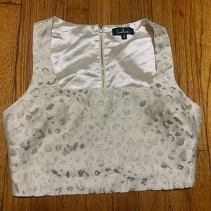 Lulus Cropped Metallic Leopard Top Size Medium